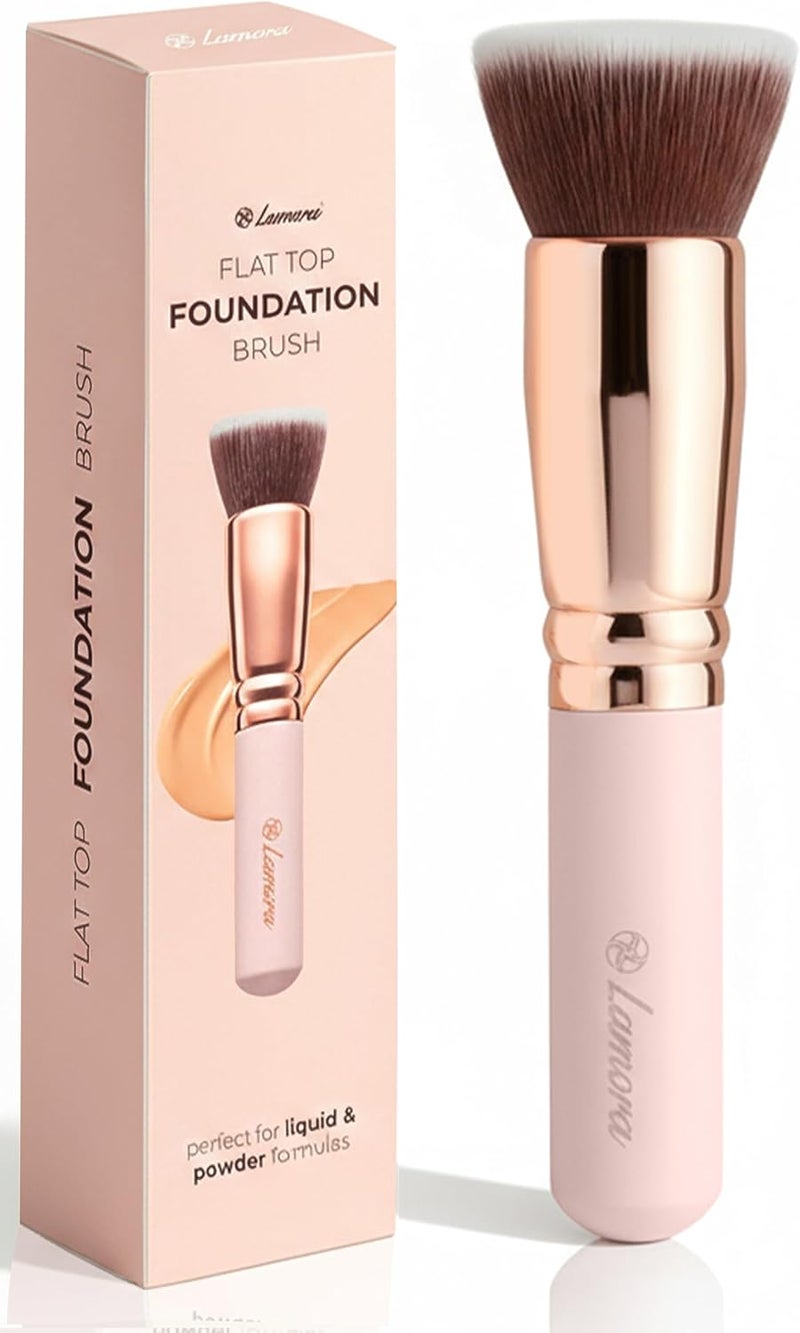 Lamora Flat Top Foundation Brush - Pro Kabuki Brush for Contouring Blending Buffing Stippling Liquid, Cream and Powder Face Makeup - Image 1