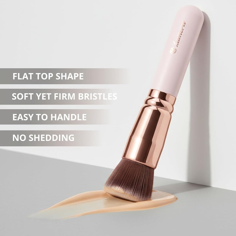 Lamora Flat Top Foundation Brush - Pro Kabuki Brush for Contouring Blending Buffing Stippling Liquid, Cream and Powder Face Makeup - Image 5