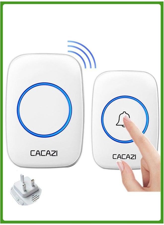 CACAZI Waterproof Wireless Doorbell with LED Flash, Over 1000 Feet Range, 60 Sounds and 5 Levels of Volume, Cordless for Home, Office, Apartment, Hotel, Warehouse Anti-Theft White  - Image 1