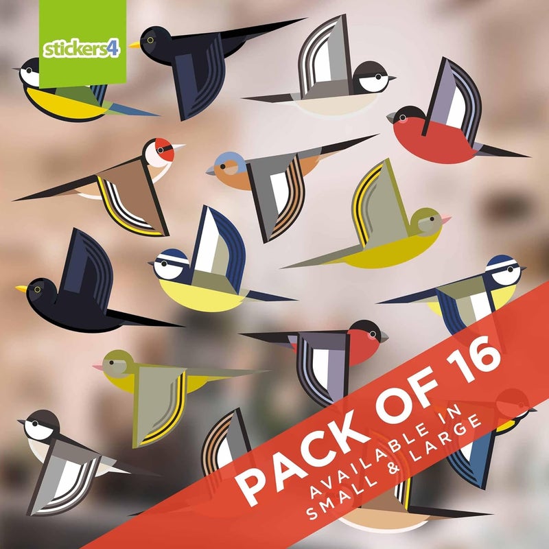Stickers4 أحب الطيور - سرب طيور طائرة ملصقات نافذة - مجموعة من 16 ملصق زجاجي زخرفي صغير ثابت بالكهرباء الساكنة كلاسيك وعصري - Image 5