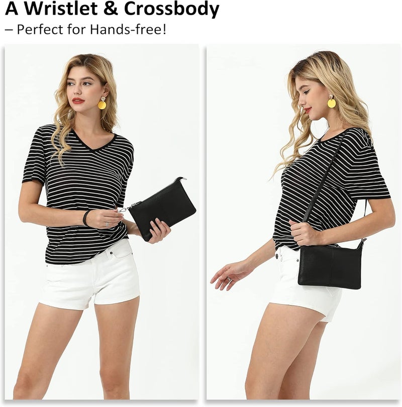 befen Genuine Leather Wristlet Clutch Wallet Purses Small Crossbody Bags for Women with RFID Blocking Card Slots - Image 2