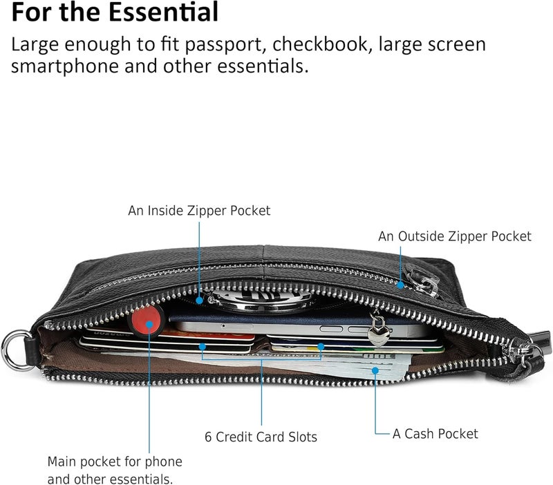 befen Genuine Leather Wristlet Clutch Wallet Purses Small Crossbody Bags for Women with RFID Blocking Card Slots - Image 3