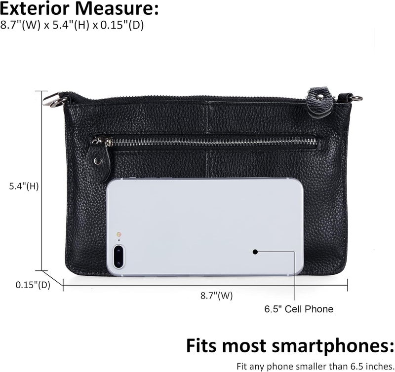 befen Genuine Leather Wristlet Clutch Wallet Purses Small Crossbody Bags for Women with RFID Blocking Card Slots - Image 4
