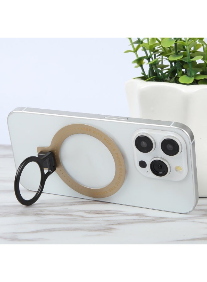 Hedge Magnetic Phone Ring Holder & MagSafe Stand, 360° Rotating Finger Grip Ring Ultra Slim Zinc Alloy Mobile Stand Compatible with MagSafe Phones and Cases Gold - Image 4