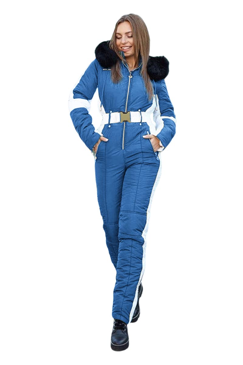 Yousify Womens Winter Onesie Ski Jumpsuits Outdoor Sports Waterproof Snowsuit Removable Faux Fur Collar Coat Jumpsuit - Image 2