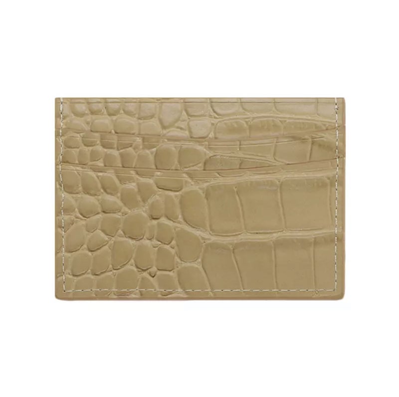 Hot-selling good texture crocodile print real cowhide ID card bag card cover card protective cover ultra-thin delicate coin purse for men and women Milk tea color size pattern 