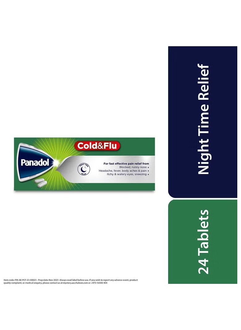Panadol أقراص البرد والإنفلونزا 24 قرصًا ليليًا  - Image 2