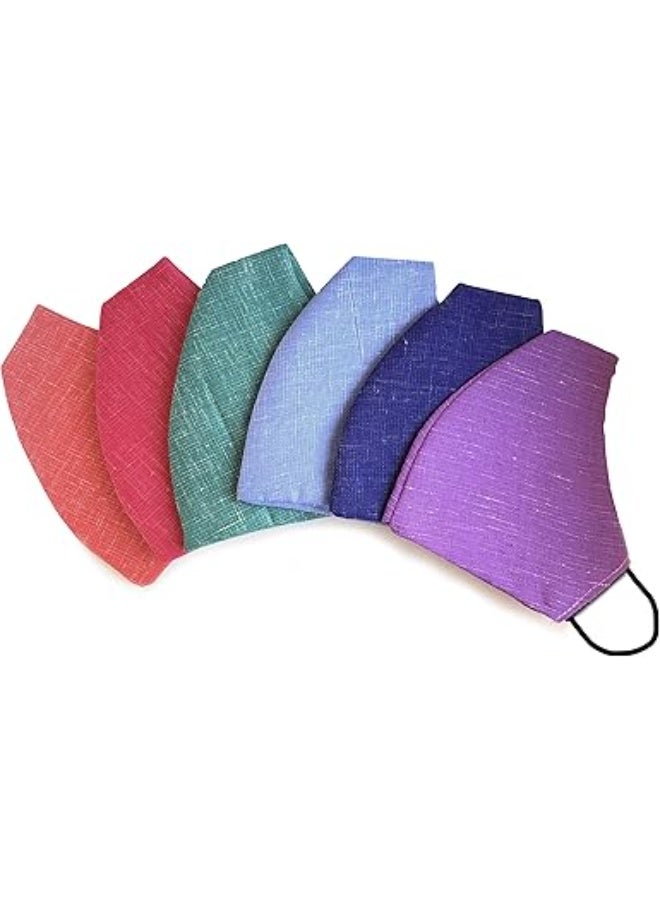 Xtore Breathable Cotton Mask | Reusable | Washable | 2 layer - (Pack of 6 - Peach, Red, Green, Light Blue, Dark Blue, Violet) - Image 1