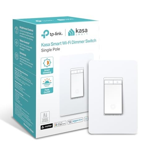Kasa Smart Kasa Matter Smart Dimmer Switch: Voice Control w/Siri, Alexa & Google Assistant | UL Certified | Timer & Schedule | Easy Guided Install | Neutral Wire Required | Single Pole | 2.4GHz Wi-Fi | KS225 - Image 1