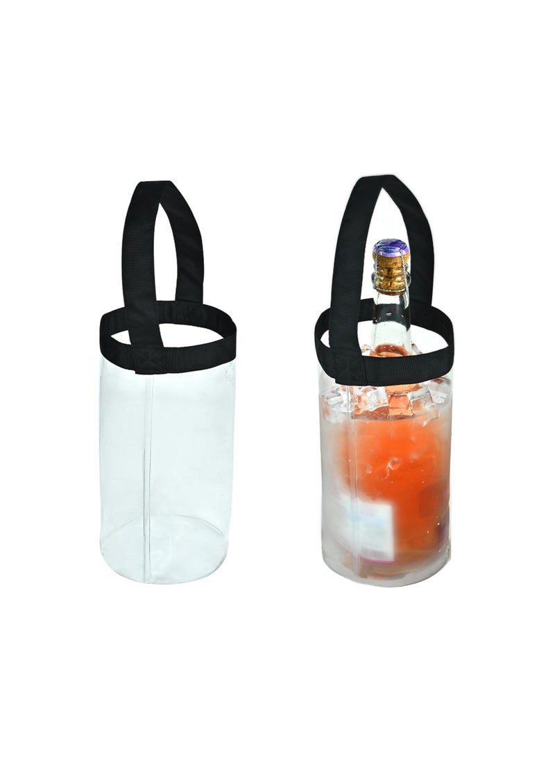 Generic - 2 Pack Portable Collapsible Clear Wine Cooler Bags with Handle - Ice Wine Pouch Tote for Chilled Beverages, Iced Drinks, Parties, Picnics, and Celebrations. Perfect Wine Bottle Chiller! - Image 1