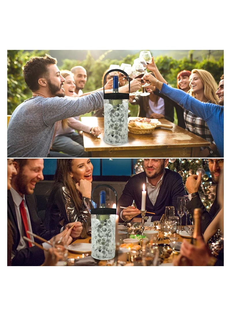 Generic - 2 Pack Portable Collapsible Clear Wine Cooler Bags with Handle - Ice Wine Pouch Tote for Chilled Beverages, Iced Drinks, Parties, Picnics, and Celebrations. Perfect Wine Bottle Chiller! - Image 1
