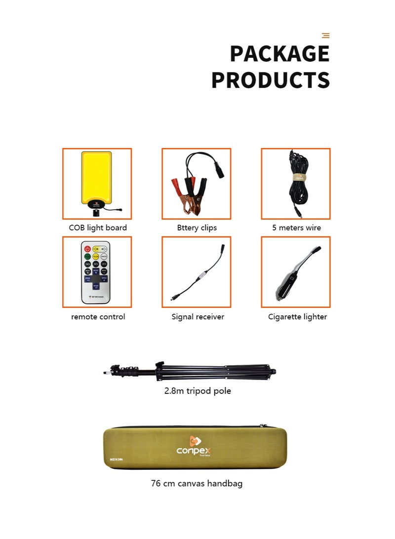 كونبيكس مصباح تخييم عملي ومتين، إضاءة خارجية، إضاءة فناء، قابل للطي، متوافق مع جهاز التحكم عن بعد، يعمل بالبطارية أو مثبت على السيارة. - Image 3