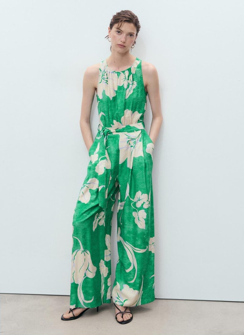 MANGO Belt Printed Jumpsuit  - Image 1