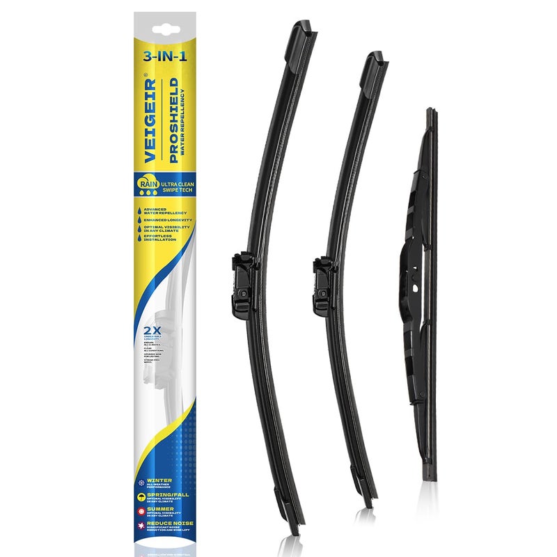 VEIGEIR 3 Pack Windshield Wiper Blades Compatible with 2010-2017 Chevrolet Chevy Equinox GMC Terrain Original Factory Quality Front Rear Wipers Blade Set for My Car - 24" 17" 13" - Image 1