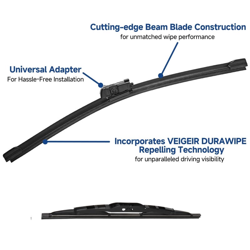 VEIGEIR 3 Pack Windshield Wiper Blades Compatible with 2010-2017 Chevrolet Chevy Equinox GMC Terrain Original Factory Quality Front Rear Wipers Blade Set for My Car - 24" 17" 13" - Image 2
