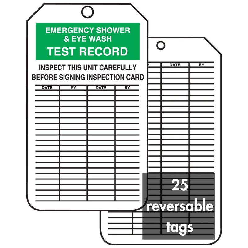 Accuform Signs MGT207CTP Inspection Record Tag, Legend "Emergency Shower & Eye WASH Test Record", 5.75" Length x 3.25" Width x 0.010" Thickness, PF-Cardstock, Green/Black on White (Pack of 25) - Image 5