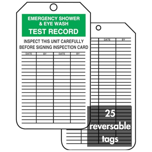 Accuform Signs MGT207CTP Inspection Record Tag, Legend "Emergency Shower & Eye WASH Test Record", 5.75" Length x 3.25" Width x 0.010" Thickness, PF-Cardstock, Green/Black on White (Pack of 25) - Image 1