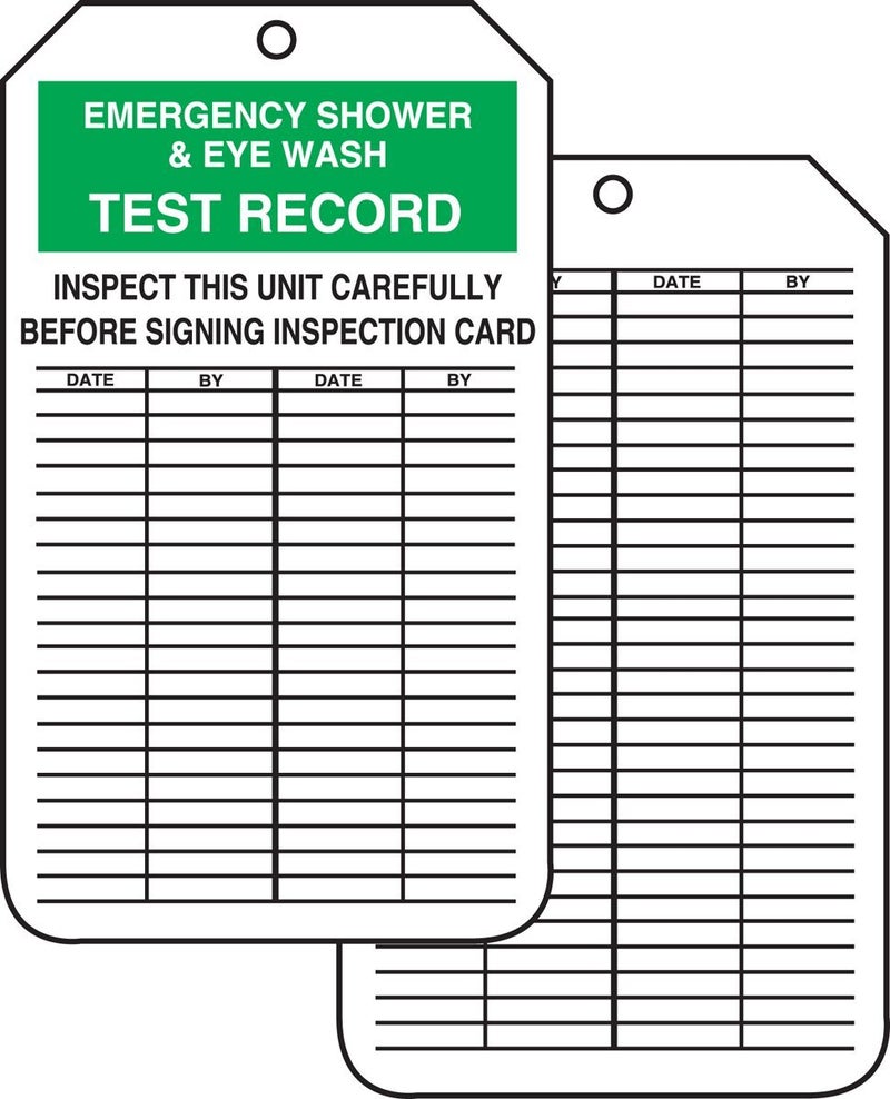 Accuform Signs MGT207CTP Inspection Record Tag, Legend "Emergency Shower & Eye WASH Test Record", 5.75" Length x 3.25" Width x 0.010" Thickness, PF-Cardstock, Green/Black on White (Pack of 25) - Image 4