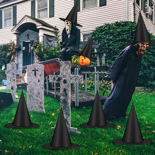 Helimoto Halloween Hanging Witch Hats & Costume Accessories, 328 FT Nylon Cord Wizard Hats, Indoor Outdoor Decorations for Home, Yard, Porch, Ceiling, Black, 12 PCS - Image 5