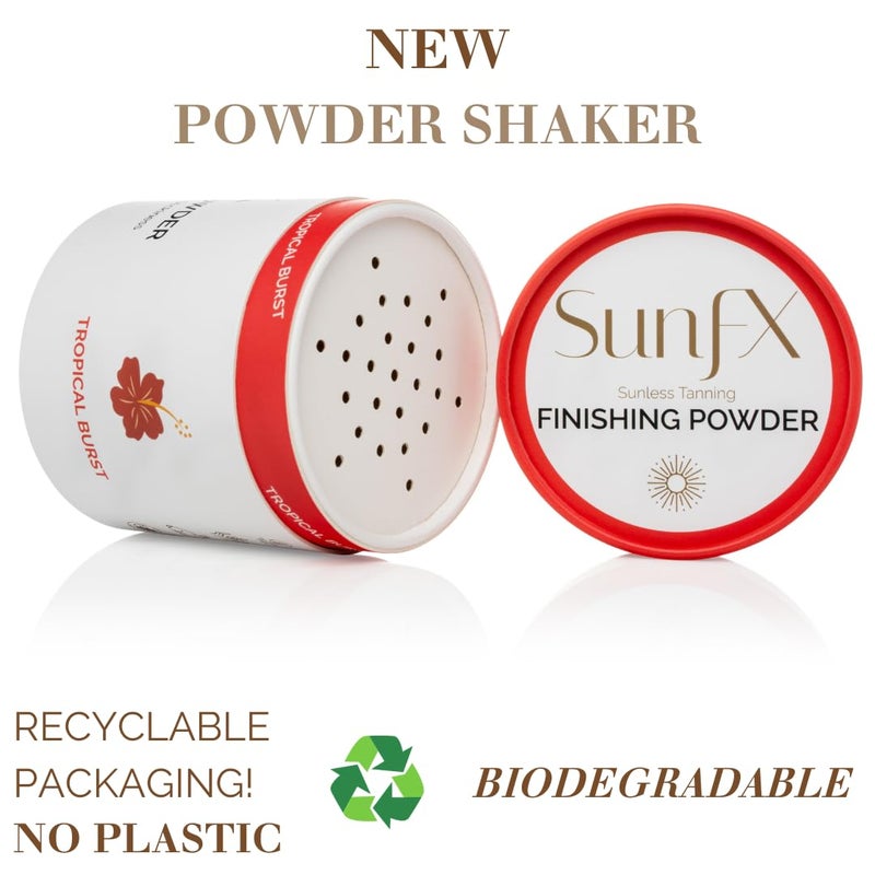 SunFX Post Spray Tan Translucent Finishing Powder | Talc Free | Sunless Tanning Setting Powder | Shimmer Body Bronzing Powder | (Tropical Burst, 4.00 Ounce (Pack of 1) - Image 3