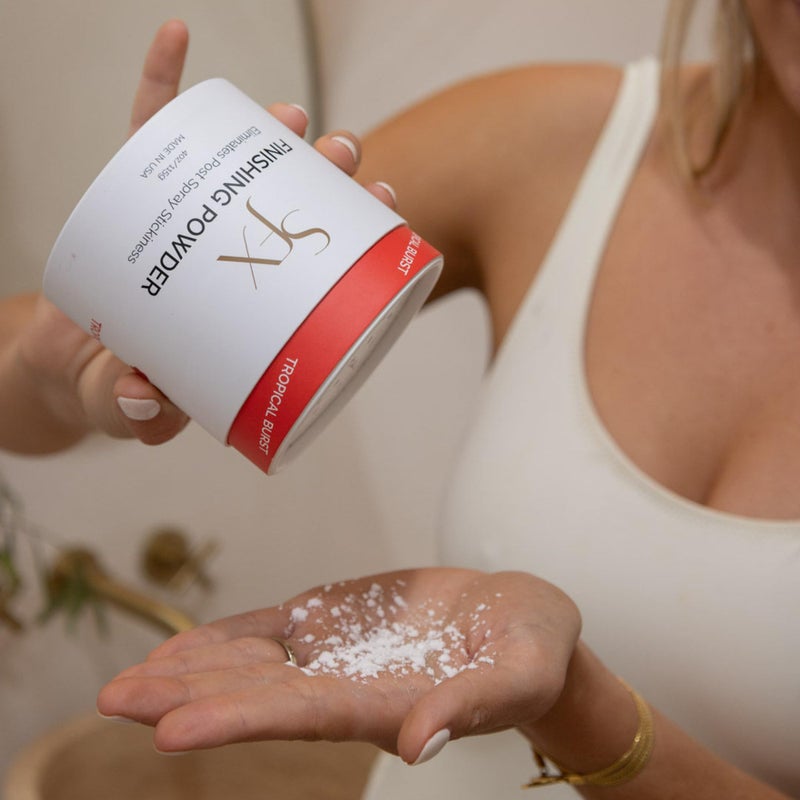 SunFX Post Spray Tan Translucent Finishing Powder | Talc Free | Sunless Tanning Setting Powder | Shimmer Body Bronzing Powder | (Tropical Burst, 4.00 Ounce (Pack of 1) - Image 4