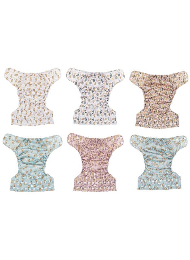 Simple Being Reusable Cloth Diapers, Double Gusset, One Size Adjustable, Washable Soft Absorbent, Waterproof Cover, Eco-Friendly Unisex Baby Girl Boy, six 4-Layers Microfiber Inserts (Monkey) - Image 4
