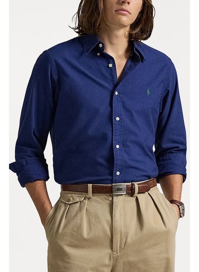 POLO Ralph Lauren Mens Blue Garment Dyed Classic Fit Oxford Shirt - Image 1