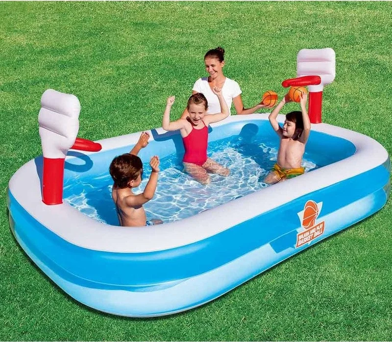 Bestway 54122 Inflatable Fun Pool with Basket Hoop + Inflation Pump