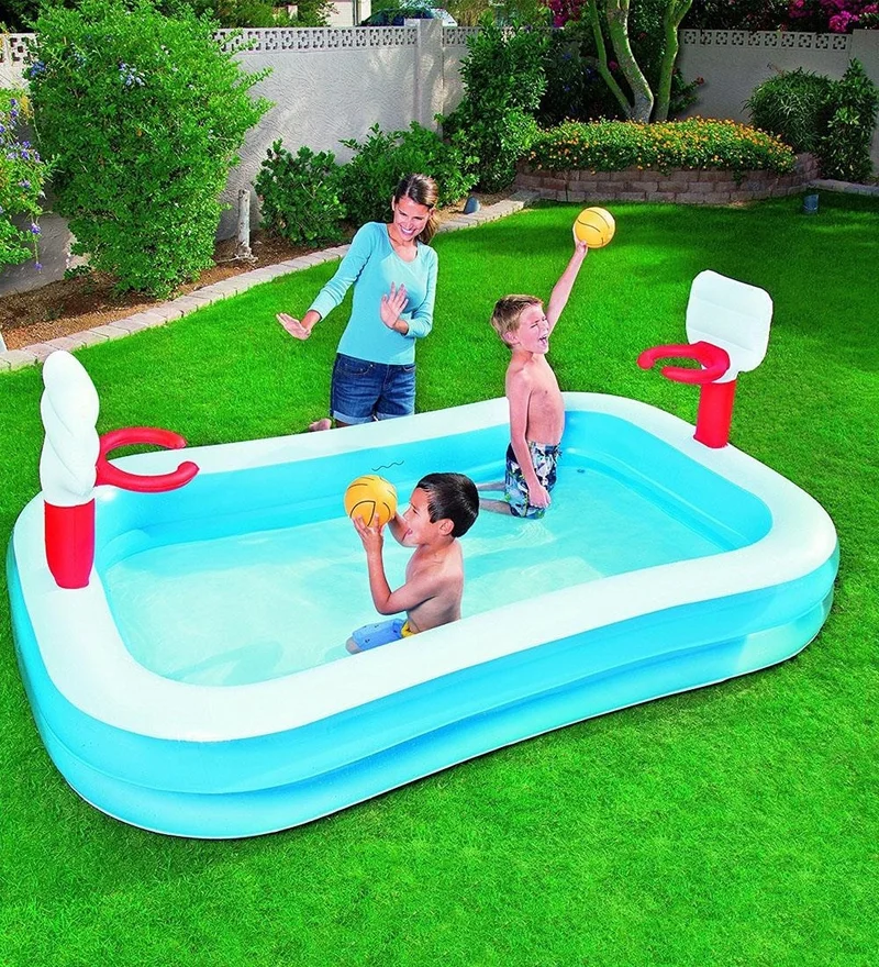 Bestway 54122 Inflatable Fun Pool with Basket Hoop + Inflation Pump