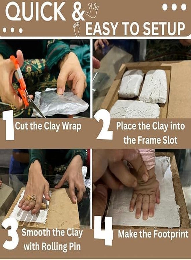 RASOFAB ZWERLIN Baby Handprint and Footprint Kit, Clay Photo Frame with Name Stamp, White, Newborn Keepsake - Image 4