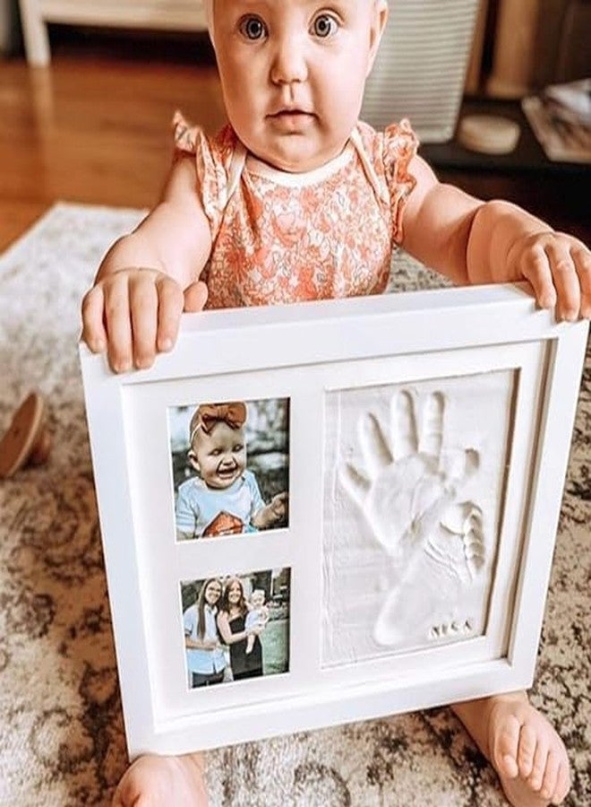 RASOFAB ZWERLIN Baby Handprint and Footprint Kit, Clay Photo Frame with Name Stamp, White, Newborn Keepsake - Image 2
