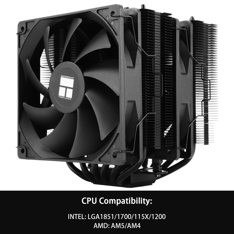 Thermalright Peerless Assassin 120 SE Black CPU Air Cooler, 6 Heat Pipes, Dual TL-C12C PWM Fans, 155mm High CPU Cooling,forAM4/AM5&Intel LGA 1851/1700/1150/1151/1200(PA120SE BLACK) - Image 3