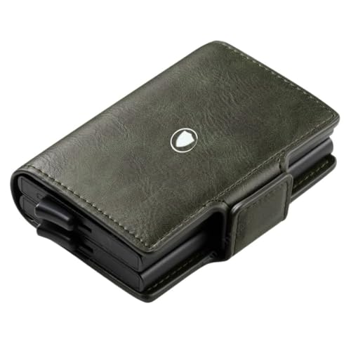 Bracevor Leather Wallet with Dual Popup Cardholders for Men Women - Dark Olive | 15-20 Cards | RFID Blocking| Magnetic Closure - Image 1