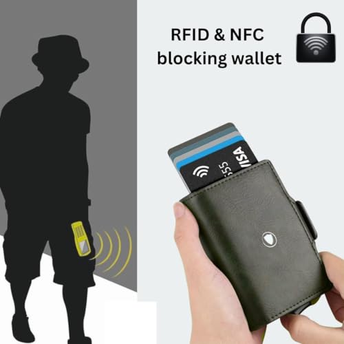 Bracevor Leather Wallet with Dual Popup Cardholders for Men Women - Dark Olive | 15-20 Cards | RFID Blocking| Magnetic Closure - Image 4