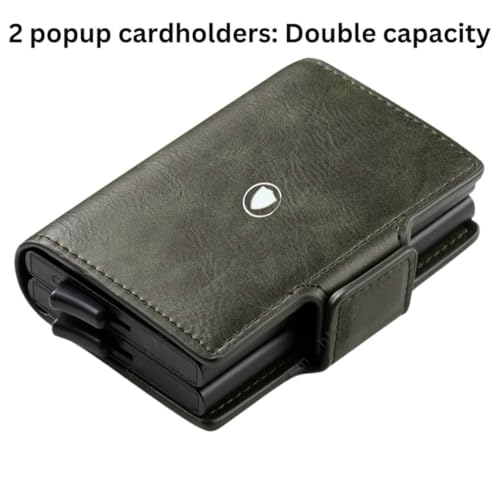 Bracevor Leather Wallet with Dual Popup Cardholders for Men Women - Dark Olive | 15-20 Cards | RFID Blocking| Magnetic Closure - Image 3