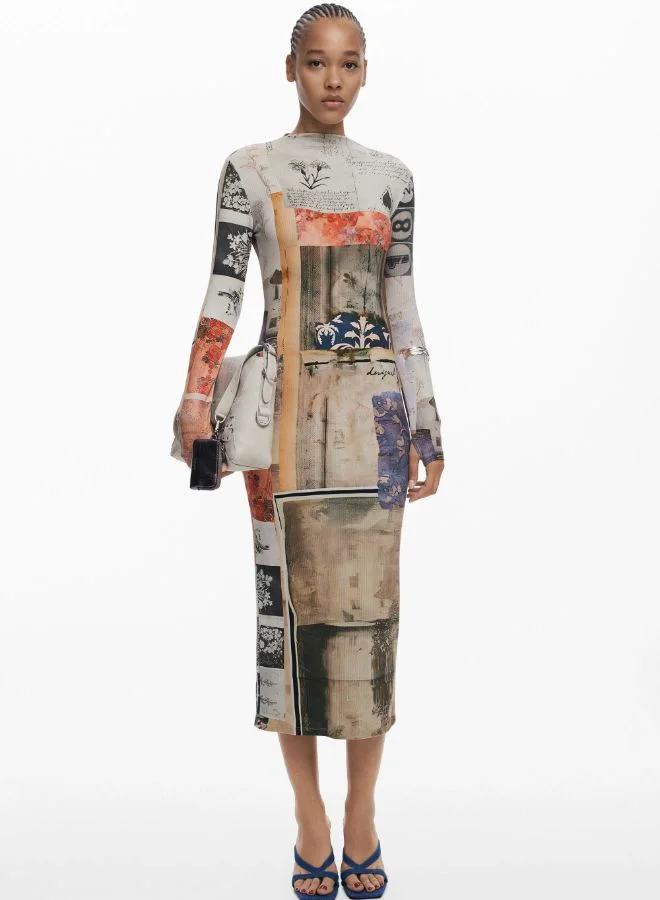 Collage fitted dress