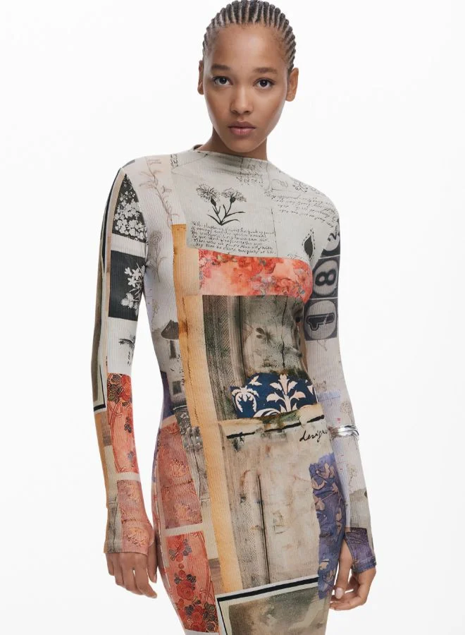 DESIGUAL Collage fitted dress