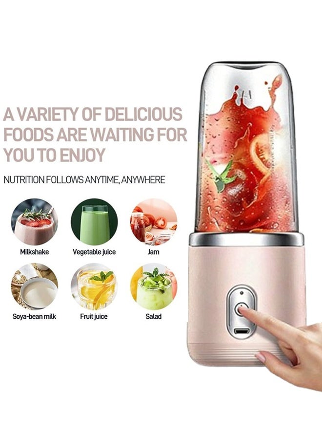Portable Juices,Countertop Blenders Appliance,Smoothies With 6 Blades Puwerful Performances Fusion Blender Usb Rechargeable, Lid, Cup Included Fit,Mixer,For Travel And Outdoor Activities (Pink) - Image 1