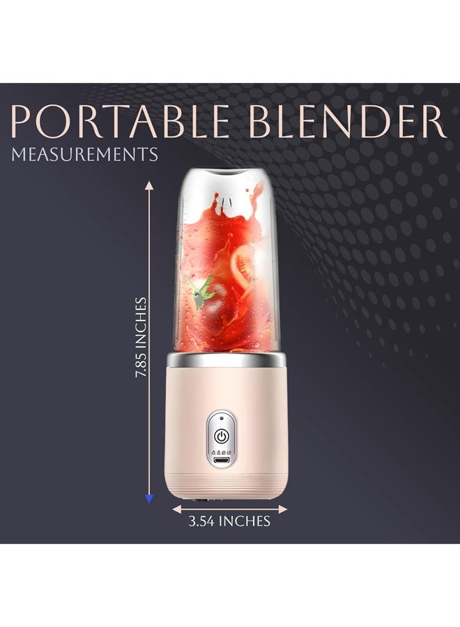Portable Juices,Countertop Blenders Appliance,Smoothies With 6 Blades Puwerful Performances Fusion Blender Usb Rechargeable, Lid, Cup Included Fit,Mixer,For Travel And Outdoor Activities (Pink) - Image 2