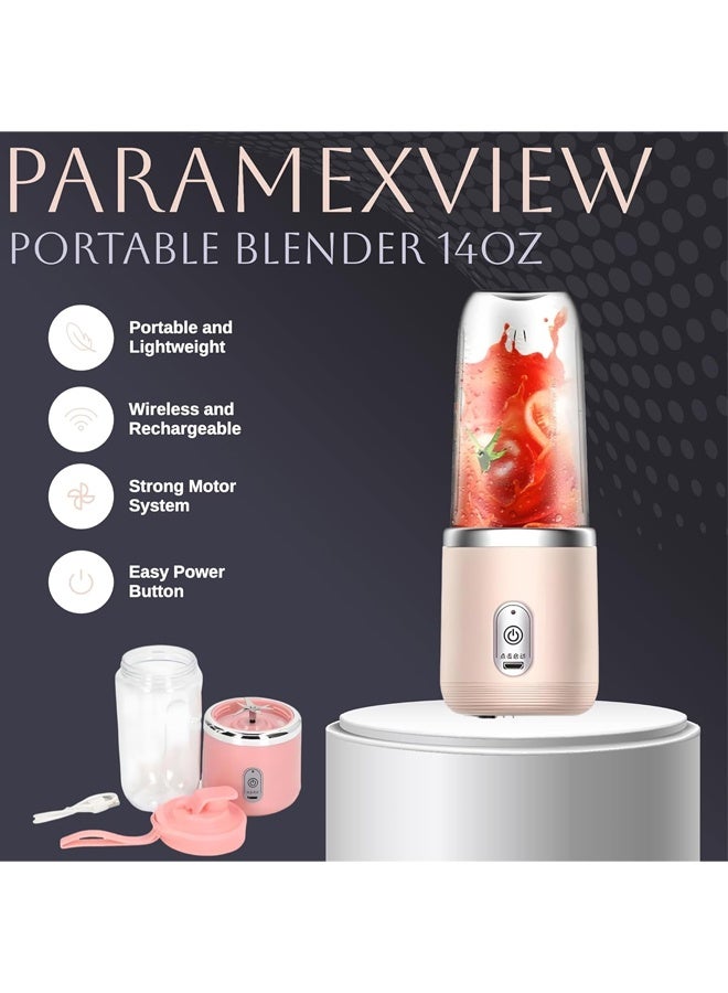 Portable Juices,Countertop Blenders Appliance,Smoothies With 6 Blades Puwerful Performances Fusion Blender Usb Rechargeable, Lid, Cup Included Fit,Mixer,For Travel And Outdoor Activities (Pink) - Image 3