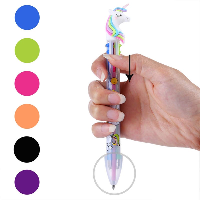 Tbestmax 12 Multicolor Ballpoint Pen Retractable Gel Pen Unicorn Shuttle Pens Liquid Ink Pens Set Pen Supplies Office Gifts 6-Color-In-1 - Image 4