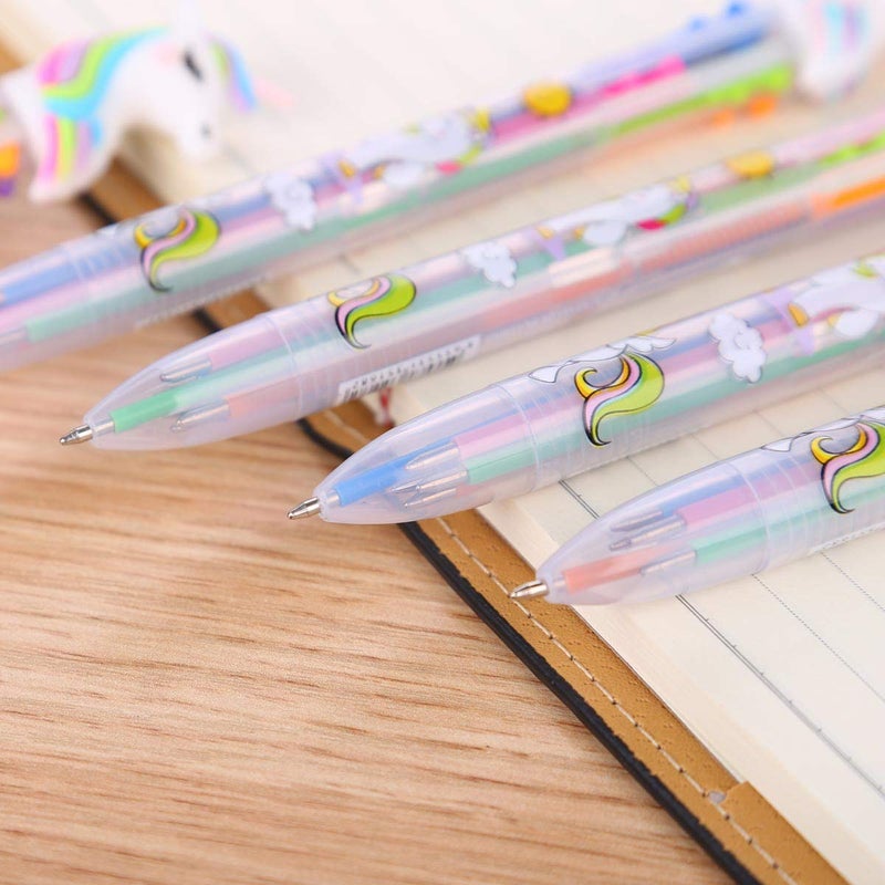 Tbestmax 12 Multicolor Ballpoint Pen Retractable Gel Pen Unicorn Shuttle Pens Liquid Ink Pens Set Pen Supplies Office Gifts 6-Color-In-1 - Image 2