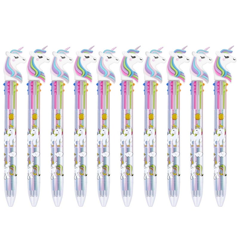 Tbestmax 12 Multicolor Ballpoint Pen Retractable Gel Pen Unicorn Shuttle Pens Liquid Ink Pens Set Pen Supplies Office Gifts 6-Color-In-1 - Image 5