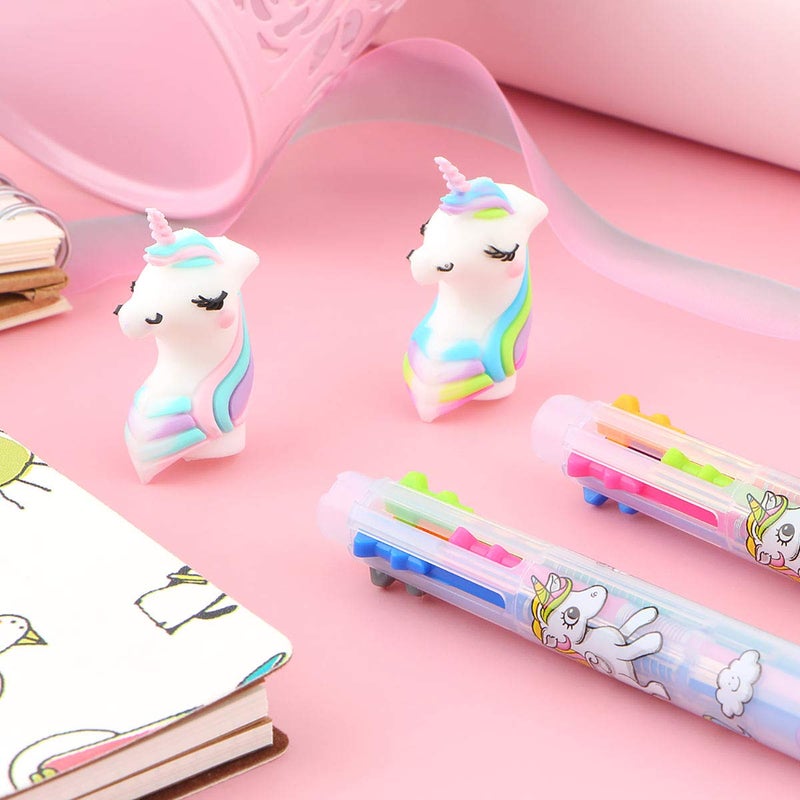 Tbestmax 12 Multicolor Ballpoint Pen Retractable Gel Pen Unicorn Shuttle Pens Liquid Ink Pens Set Pen Supplies Office Gifts 6-Color-In-1 - Image 3