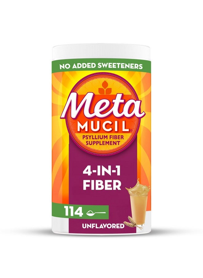 Metamucil, Unflavored Psyllium Husk Powder Fiber Supplement, Plain wih No Added Sweeteners, 4-in-1 Psyllium Husk Fiber Powder for Digestive Health, #1 Doctor Recommended Fiber Brand, 114 teaspoons
