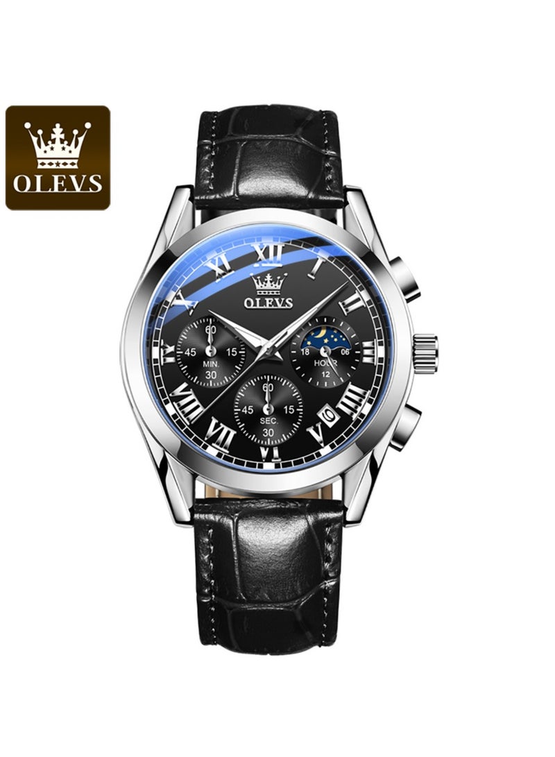 أوليفز OLEVS ساعة رجالية عملية – كرونوغراف كوارتز، مقاومة للماء، إضاءة ليلية