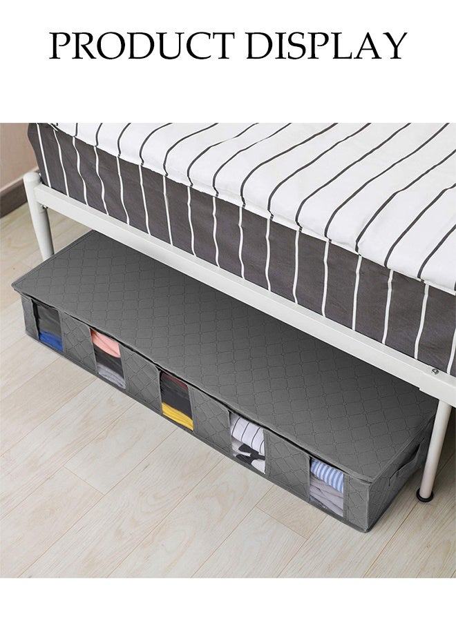 DUNISO 2 Pcs Under Bed Storage Bag, Foldable Underbed Storage bag with 5 Clear Windows,Clothes Storage Bag Organizer with Zipper and Handle，for Clothing, Shoes, Blankets, Sweaters, Toys,97*33*15cm，Grey - Image 5