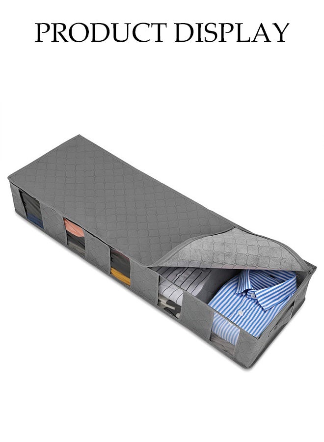 DUNISO 2 Pcs Under Bed Storage Bag, Foldable Underbed Storage bag with 5 Clear Windows,Clothes Storage Bag Organizer with Zipper and Handle，for Clothing, Shoes, Blankets, Sweaters, Toys,97*33*15cm，Grey - Image 4
