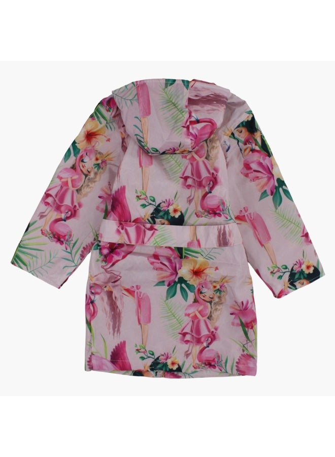 آي وير I.Wear رداء سباحة للبنات - وردي مع طباعة فلامنغو  - Image 2