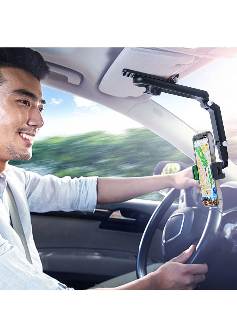 Green Cell Phone Holder for Car，Mount Clip for Car Cellphone，360° Rearview Phone Holder for Car Sun Visor，Perfectly for iPhone pro, 13/12pro,XR,XS,Pro,Samsumg,Andriod, Car Accessories - Image 1